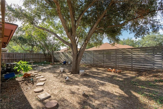 view of yard featuring a fenced backyard