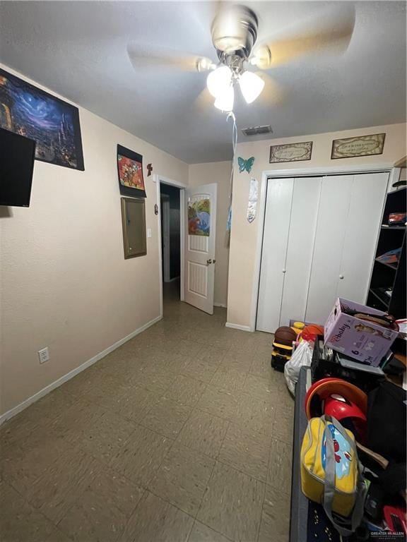 1106 N N Ave N, Donna, TX 78537 - office area featuring ceiling fan, tile patterned floors, and electric panel