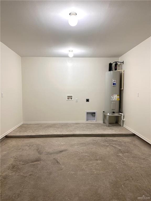 interior space featuring baseboards and electric water heater