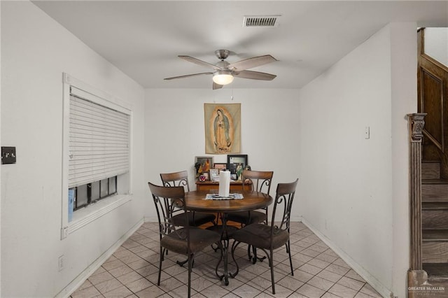 dining area featuring ceiling fan