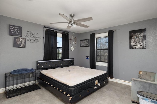 bedroom featuring ceiling fan