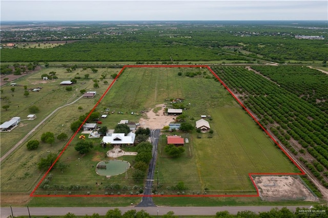 bird's eye view featuring a rural view