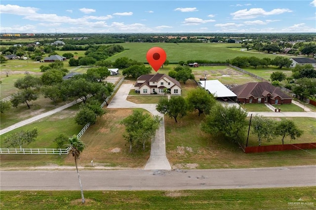 aerial view with a rural view