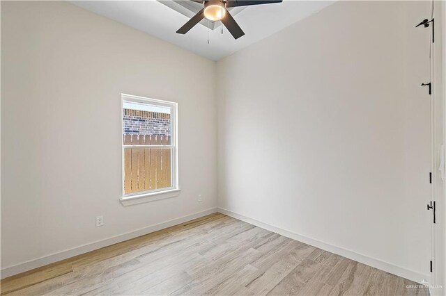 2229 N Ruby St, Edinburg, TX 78541 - unfurnished room with light wood-type flooring, a ceiling fan, and baseboards
