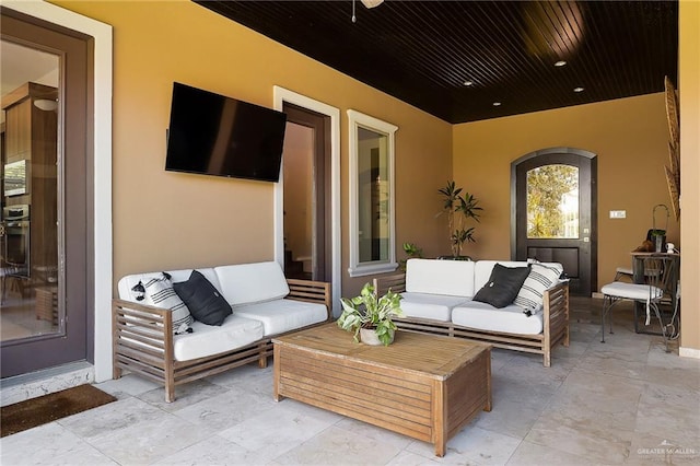 view of patio featuring an outdoor hangout area