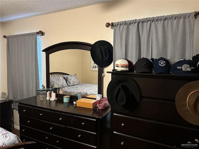 bedroom with a textured ceiling