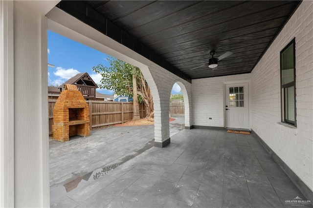 view of patio with ceiling fan