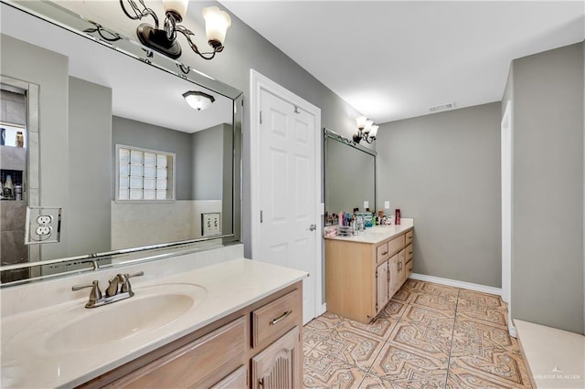 bathroom featuring vanity and tile patterned floors