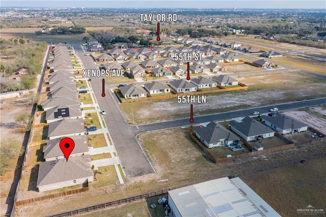 bird's eye view with a residential view