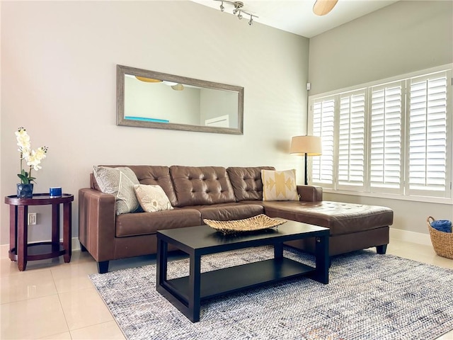 view of tiled living room