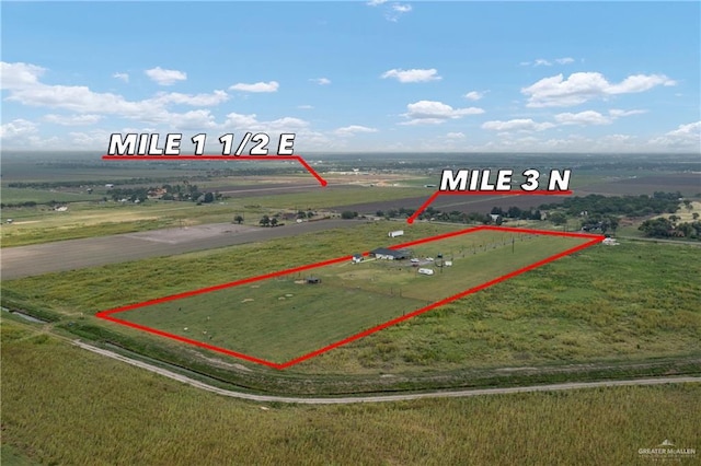 2115 Mile 3 N, Mercedes, TX 78570 - aerial view of sparsely populated area featuring property parcel outlined