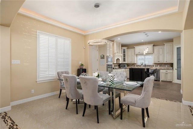 dining room featuring an inviting chandelier