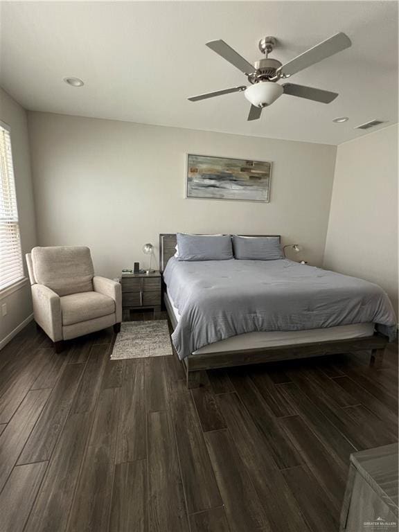 10228 N 14th St, Mcallen, TX 78504 - bedroom with dark wood-style flooring, ceiling fan, and recessed lighting