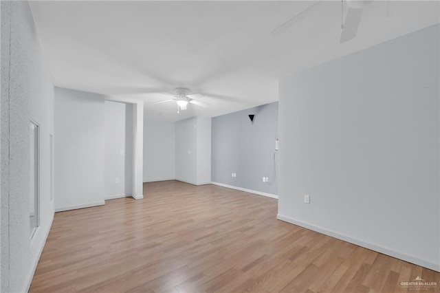 3207 E San Luis Cir, Mission, TX 78573 - empty room featuring ceiling fan, light wood-style flooring, and baseboards
