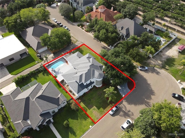 3207 E San Luis Cir, Mission, TX 78573 - aerial view of residential area featuring property boundaries highlighted