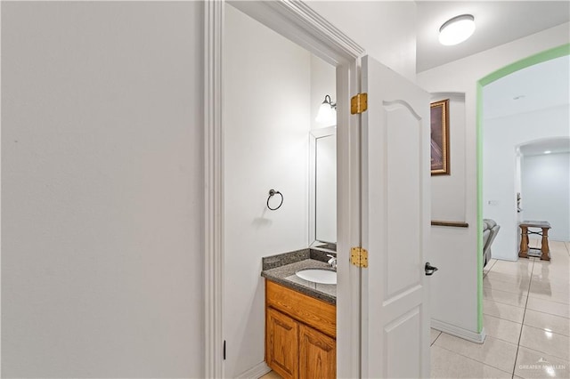 bathroom featuring vanity and tile patterned floors