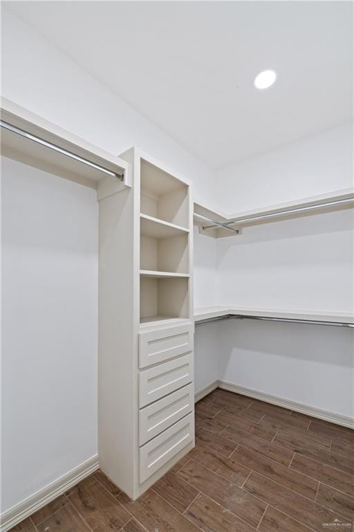 spacious closet featuring wood tiled floor