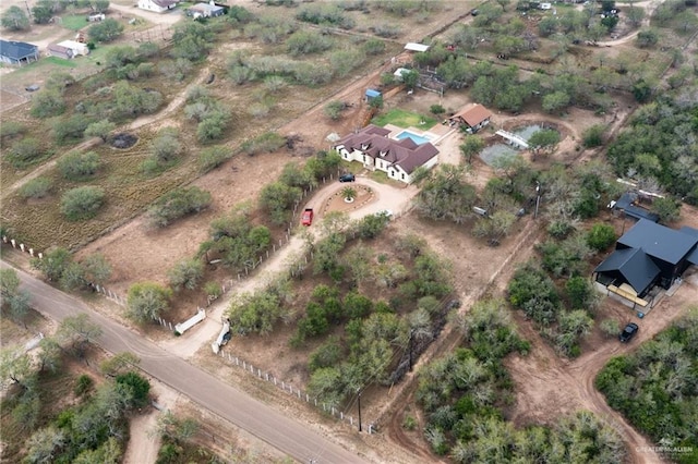 bird's eye view with a rural view