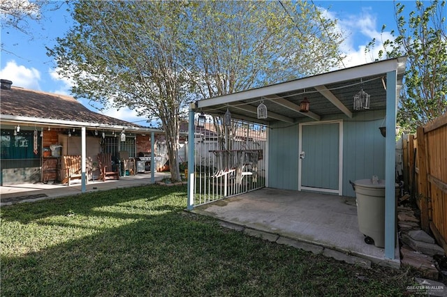 view of yard featuring a fenced backyard and a patio