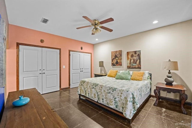 bedroom featuring ceiling fan