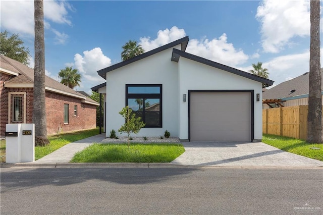 contemporary home with a garage