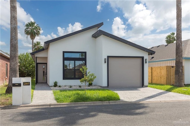 modern home featuring a garage