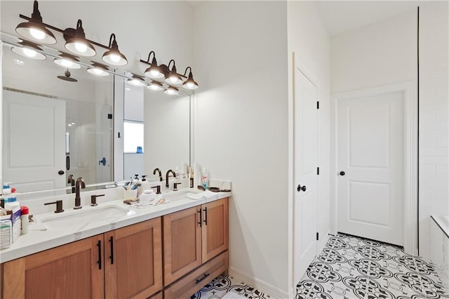 13801 N 37th St, Mcallen, TX 78504 - full bath with double vanity, an enclosed shower, and tile patterned floors