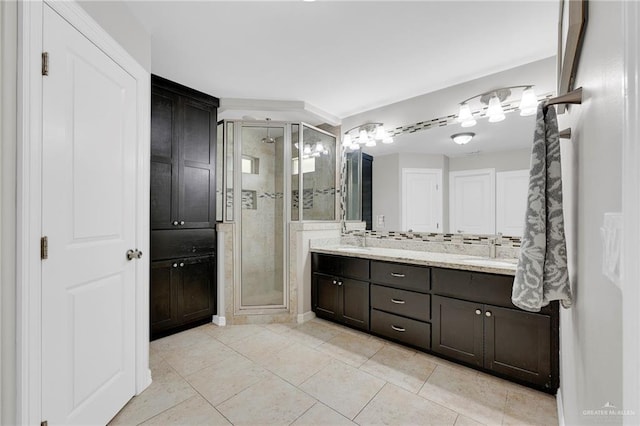 3601 Stratosphere Dr, Edinburg, TX 78539 - full bath featuring double vanity, a stall shower, and tile patterned floors