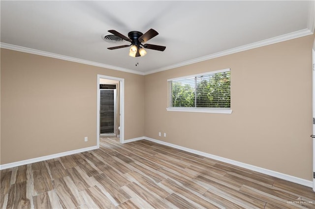 21890 Fm 508, Harlingen, TX 78550 - empty room with light wood-type flooring, ornamental molding, and a ceiling fan