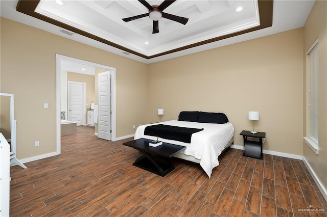1408 May Dr, Edinburg, TX 78539 - bedroom with visible vents, a raised ceiling, wood finished floors, and recessed lighting