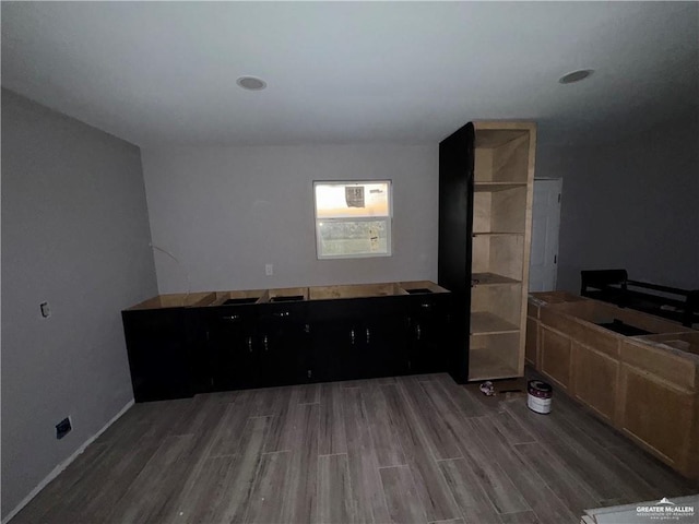 living room with dark hardwood / wood-style floors