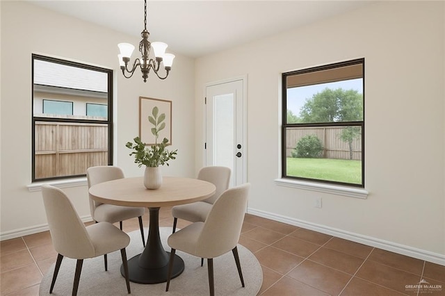 406 Casiano St, Donna, TX 78537 - dining room featuring a chandelier, tile patterned flooring, and baseboards
