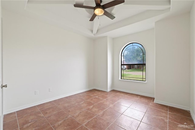406 Casiano St, Donna, TX 78537 - unfurnished room featuring a tray ceiling, ceiling fan, tile patterned flooring, and baseboards