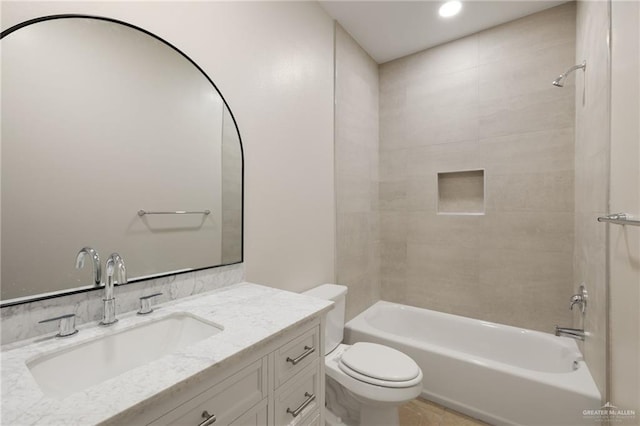 505 E Hawk Ave E, Pharr, TX 78577 - bathroom featuring vanity, bathing tub / shower combination, and recessed lighting