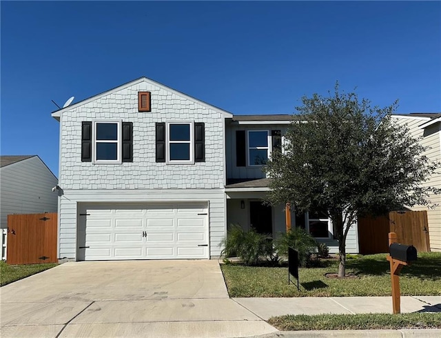 view of front property with a garage