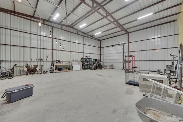 garage featuring metal wall