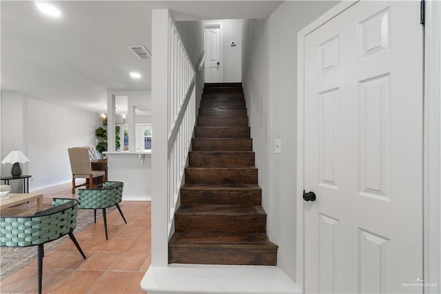 2904 N 26th St, Mcallen, TX 78501 - staircase featuring tile patterned flooring, recessed lighting, and baseboards