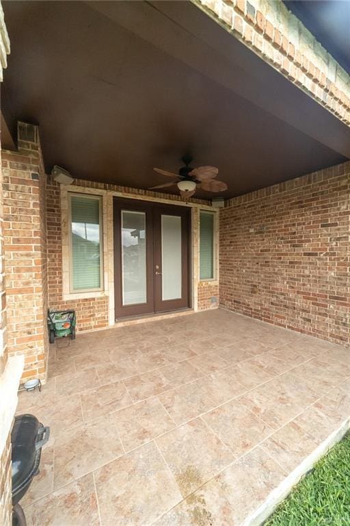 816 Samaria St, Weslaco, TX 78596 - view of patio featuring french doors and a ceiling fan