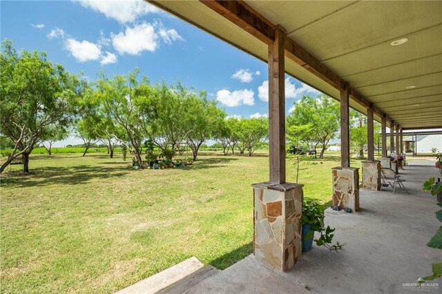 view of yard with a porch