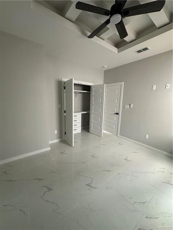 unfurnished bedroom with ceiling fan