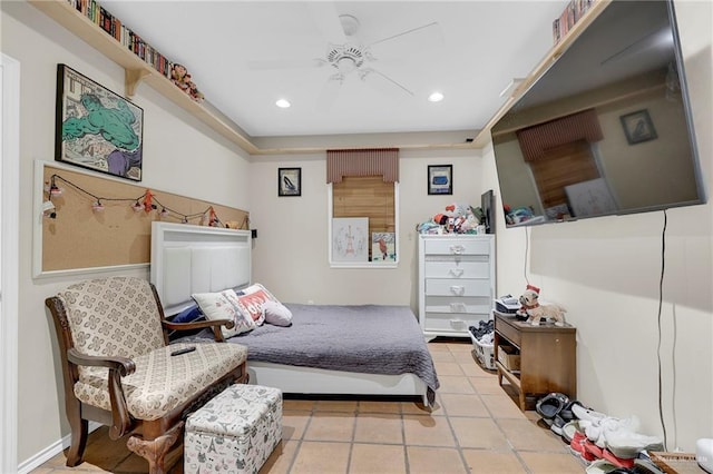1205 Susan Dr, Edinburg, TX 78539 - tiled bedroom with recessed lighting and ceiling fan