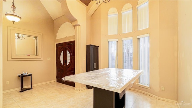 2904 Victoria St, Hidalgo, TX 78557 - foyer entrance featuring light tile patterned floors, billiards, and a towering ceiling