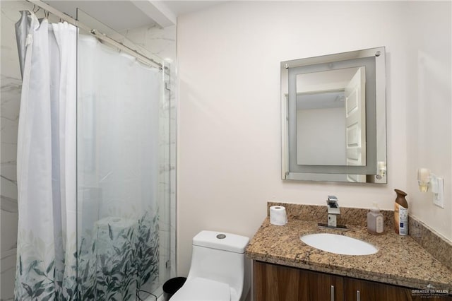1448 W B St, Mission, TX 78572 - bathroom featuring vanity and a stall shower