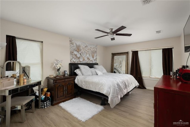 1448 W B St, Mission, TX 78572 - bedroom featuring light wood-style floors and a ceiling fan