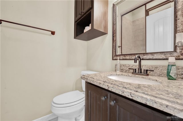 half bathroom with toilet and vanity