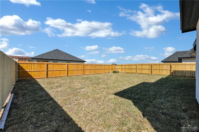 view of yard featuring a fenced backyard