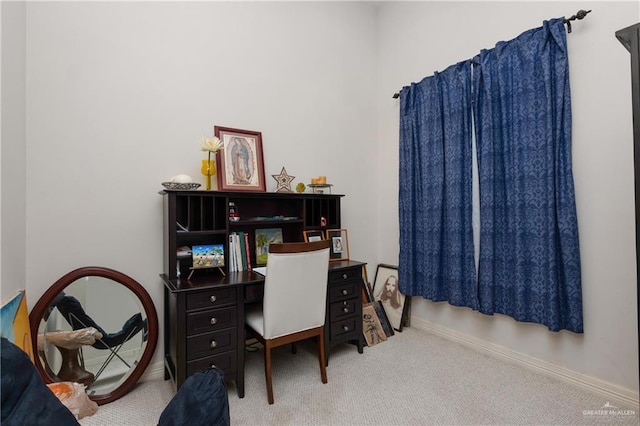 view of carpeted home office