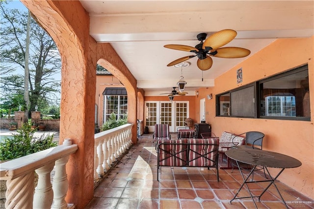 27101 N State Highway 345, San Benito, TX 78586 - view of patio featuring ceiling fan and french doors