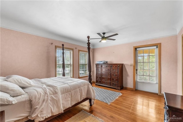 27101 N State Highway 345, San Benito, TX 78586 - bedroom with multiple windows, light wood-style floors, and a ceiling fan