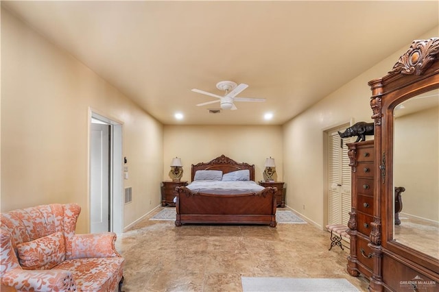 27101 N State Highway 345, San Benito, TX 78586 - bedroom with arched walkways, ceiling fan, and recessed lighting